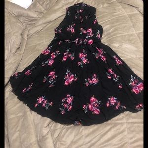 Torrid Black Floral High Neck Midi Swing dress